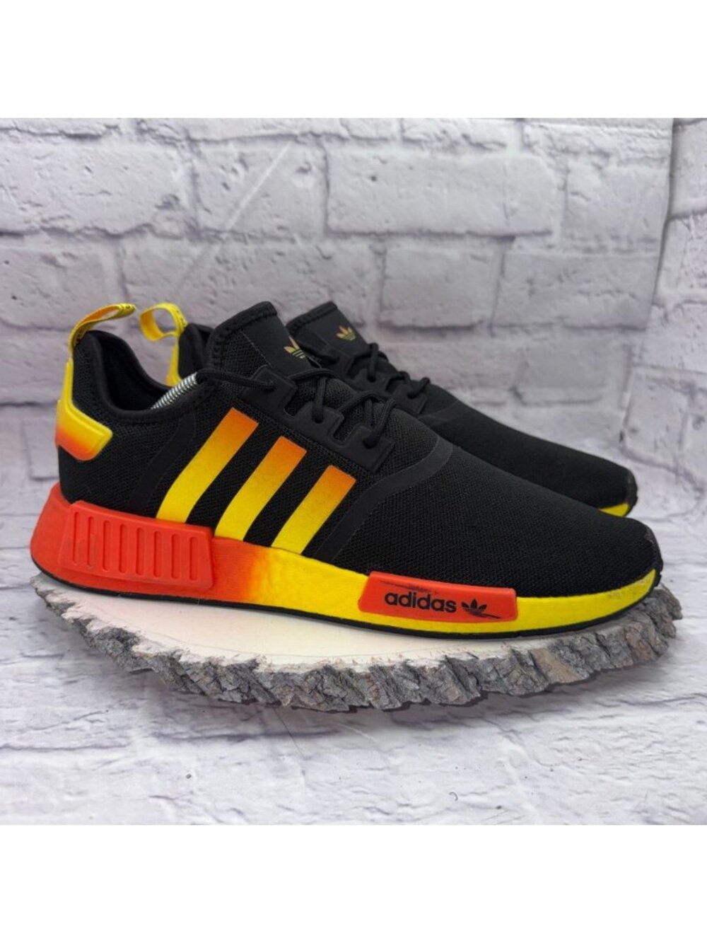adidas NMD_R1 Men's Lace-Up Low Top Sneakers Black Yellow Size 12 Shoes - Picture 2 of 12